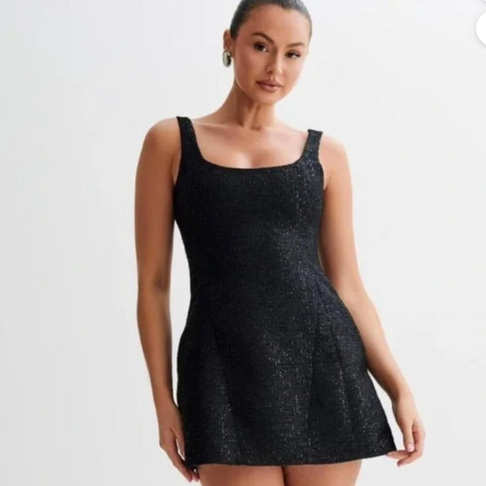 MESHKI BLACK TWEED BETH MINI DRESS